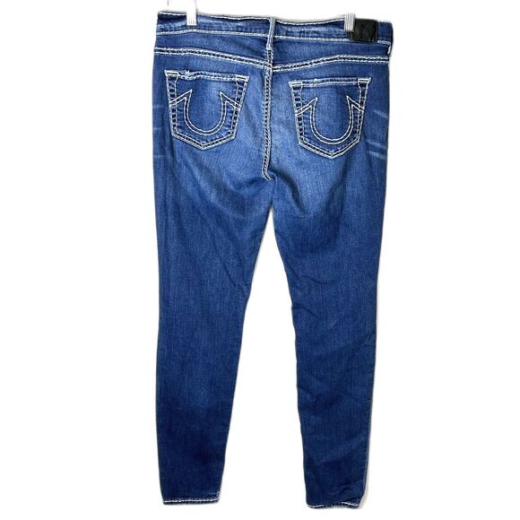 True Religion Casey Blue Medium Wash Lower Rise Skinny Jeans Size 31 - Picture 4 of 16